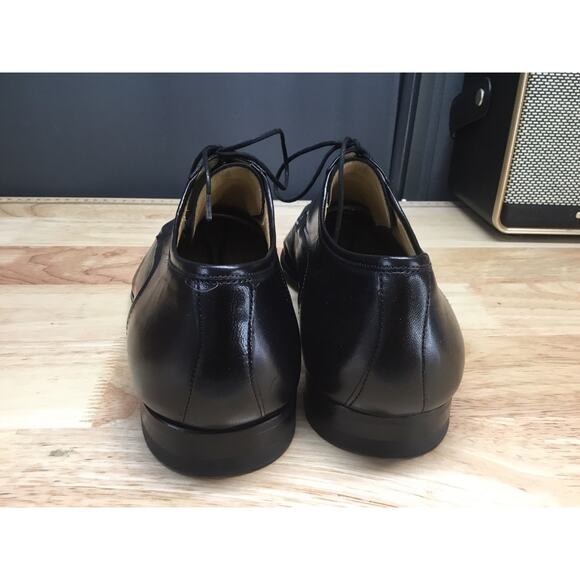 Magnanni Men 9.5 Oxfords Black Leather Lace Up Dress Shoes Spain Vintage
